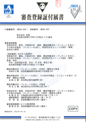 審査登録証付属書 画像